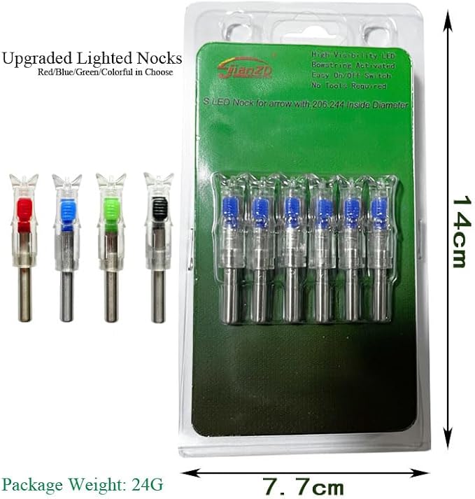 jianZD Archery Lighted Nocks for Arrows with .204"/.244" Inside Diameter 6Pcs