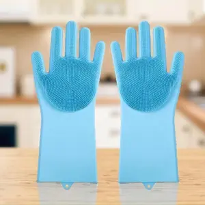Silicone Bathing Gloves for Dogs Cats Long Sleeve Grooming Glove with Foam Scrubbing Bristles Pet Care Tool Waterproof NonSlip Easy Clean Massage Brush for Puppy Kitten‌