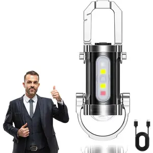 Rechargeable Mini Keychain Flashlights, 2-Pack Pocket Lights for Outdoor Adventures & Emergency Lighting (Black)