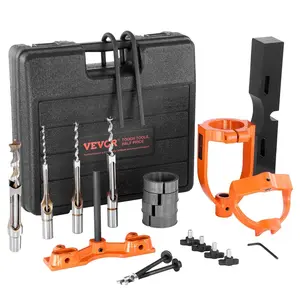 VEVOR Mortising Attachment for Drill Press, TikTokShopBlackFriday, 4 Model Drills Square Hole Chisel Set, Bench Drill Locator Set Mortise and Tenon Tools with 5 Bushings, for Woodworking Mortising Tenoning Drilling Machine