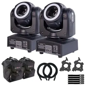 (2) ColorKey CKU-5038 Mover Halo Beam QUAD MKII Compact Moving Heads with Universal Protective Lighting / Utility Cases Package