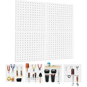 4 count Metal Pegboard Wall Organizer, Pegboard Storage System for Workbench, Shop, Shed Modular Peg Board Organizer Board Kit