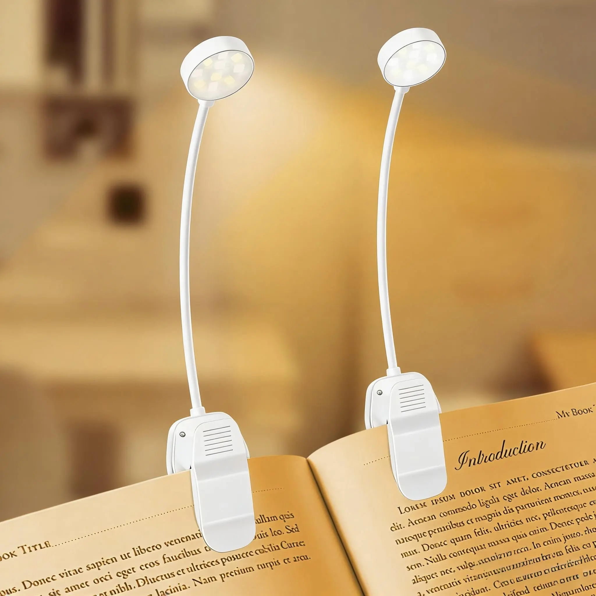 Portable Clip-On Book Light - Rechargeable Night Light with Adjustable Lighting, 70H Battery Life, 3 Eye-Care Modes, Modern Ambient Lamp for Night Readers (Indoor Lighting) Dimmable Mood Lamp Dimmable Bedroom Lamps