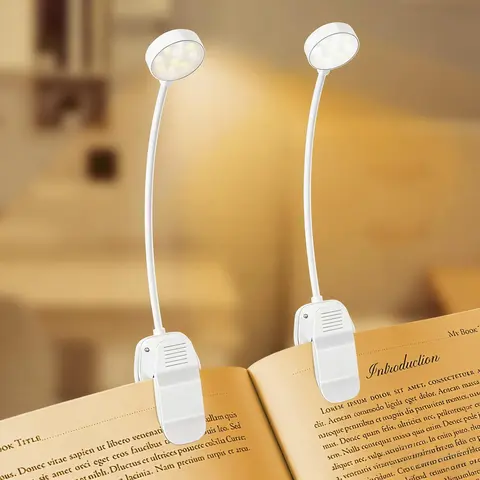 Portable Clip-On Book Illuminator - Rechargeable 5V Adjustable Dimming Reading Support Clip Lights, 70h Nonstop Light, 3 Eye-Care Modes, 5V Indoor Lighting Bedroom Lamp for Bookworms