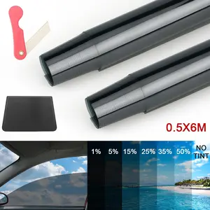 Universal Car Window Tint Film Roll, 6 Optional Shades 1%-50% VLT Heat Insulation Film for Sun Protection & Privacy, Fits Cars, Sedans, SUVs, Home and Office Glass