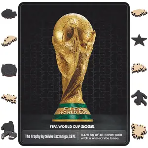 FIFA World Cup 2026 Trophy 4 Jigsaw Puzzle 200 Laser-Cut Pieces 5MM Thick Soccer Fan Gift Modern Home Decor 10"x13" Officially Licensed Authentic Premium Quality