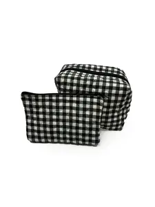 Anthia Gingham Black/White Makeup Bag