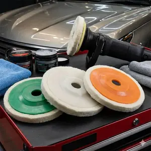 4 Inch Wool Polishing Flap Disc for Angle Grinder, Super Fine White Medium Orange Coarse Green Felt Buffing Pads for Metal Wood Plastic Finishing, High Gloss, Durable, Easy to Install, Perfect for DIY & Professionals