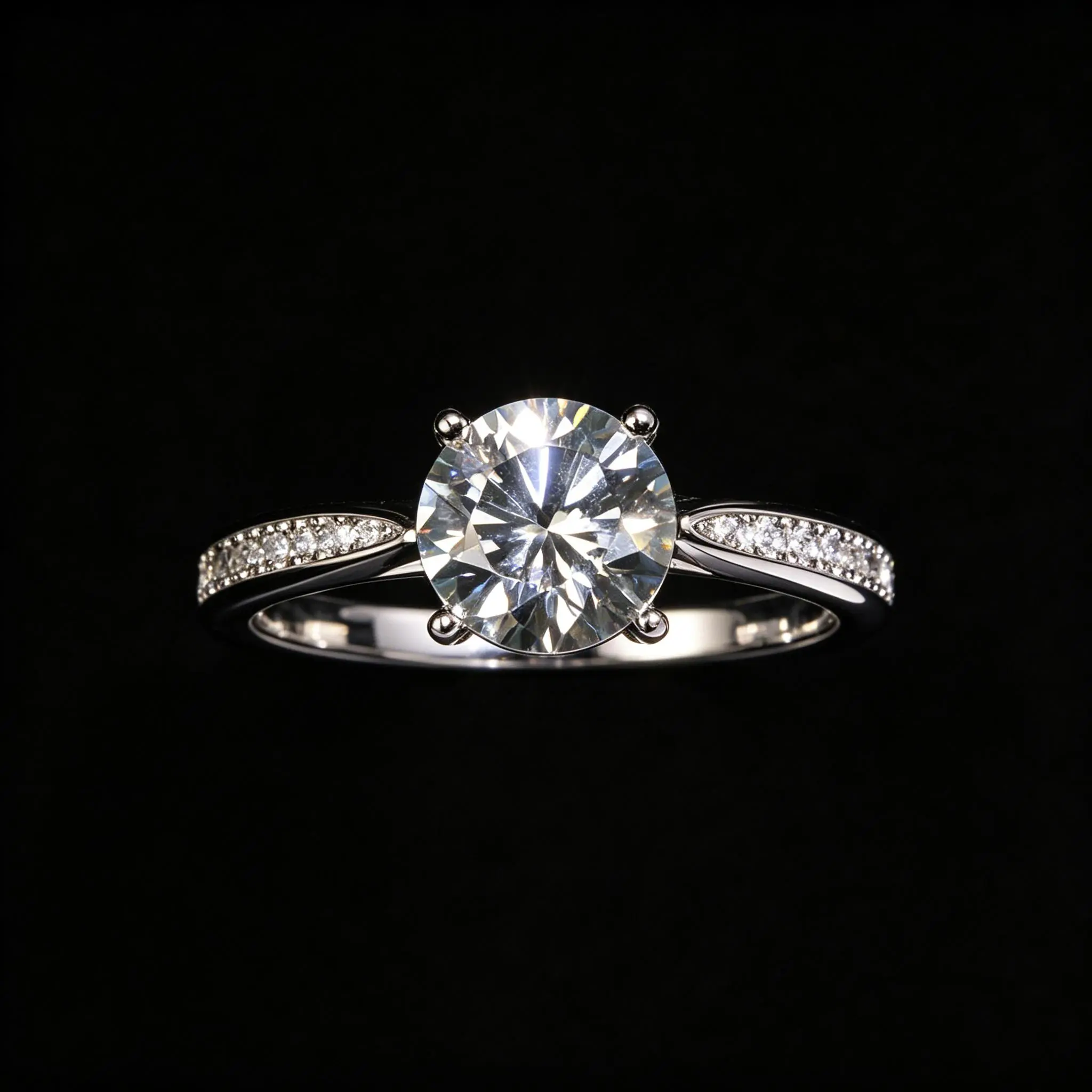 ##48 2CT MOI Size8 4-Prong Double Pave Band Moissanite Ring