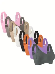 3/8Pack Women's Casual Solid Wireless Bra, Comfortable Breathable Smooth Push Up Bra, Soft and Lightweight Underwear Lingerie for All Seasons