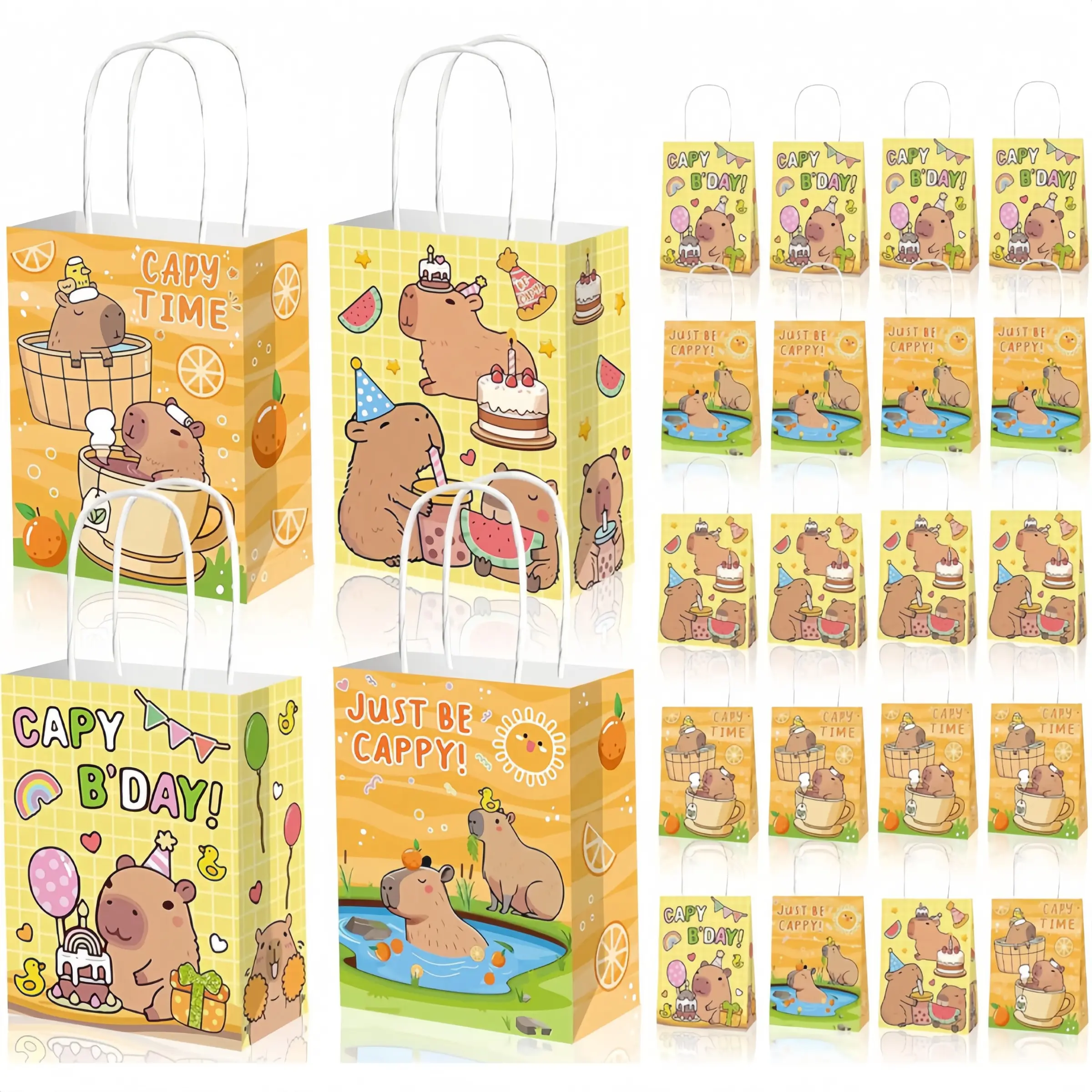 12/24pcs-Capybara Gift Bags For Kids Capybara Party Favor Bag Candy Paper Bags For Birthday Party With Handles Goodie Candy Treat Bag, Baby Shower, Birthday, Back To School, Christmas, Birthday Party Favors, Party Favor Bags, Party Gift Packs