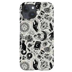 Witchy Things Phone Case |     Mushroom Moon Sun Witch Mystic  - Halloween Phone Case |     Black Hat |     Cover for iPhone 17 16 15 14 13 12 SE Max Pro, Gift Compatible with iPhone 17 Air