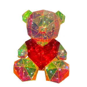 LED Heart Crystal Bear Light in Night Teddy Bear Decorations Best Gift for her Girls Mom Birthday Valentine's Day Gift with USB Plug