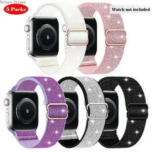 5-Pack Stylish Multicolor Nylon Smartwatch Straps, Adjustable Sports Outdoor Replacement Bands 38-49mm
