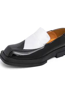 Men's Square Toe Thick Sole Colorblock Fashion Business Casual Loafers, Comfortable and Stylish Footwear for Daily Wear