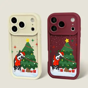 Christmas Border Collie Dog Phone Case Soft TPU Shockproof Protective Cover for iPhone 17 Pro Max 16 Pro 15 Plus 14 Pro 13 12 11 XS Max XR Samsung Galaxy S25 Ultra S24 Plus S23