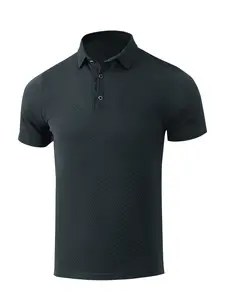 Men's Trendy Polo Shirt, Breathable Waffle Knit Fabric, Soft Stretch Short Sleeve Tee, Classic Button Placket Design, Ideal for Sports, Work & Weekend