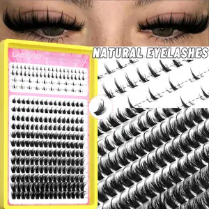 LASVIREY 16 Rows Fairy Eyelashes Puffy Soft Individual Lashes Mix 8-16mm C Curl Lashes Natural Makeup Lash Clusters Luxurious Wispy False Lashes Criss Cross Faux Mink Lashes,Wispy Self Adhesive,Winged End Eye Elongated,Perfect For Graduation,Vacation