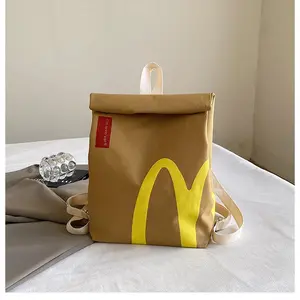 Cute Nostalgic Backpack - Spacious Canvas Design with Versatile Shoulder & Crossbody Wear, Great for Daily Life, School, Travel, Picnics and Outdoor Trips, Includes Adorable French Fry Charm ﻿ ﻿ ﻿ ﻿ ﻿ ﻿