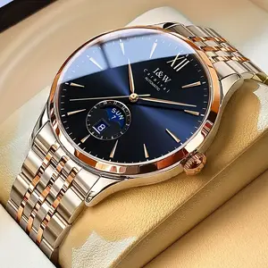 1pc Carnival Men's Stainless Steel Mechanical Watch, Round Dial with Blue Sapphire Crystal, Date Display, 30m Water Resistance, Automatic Winding Movement - Elegant Fashion Sports Timepiece for Casual or Formal Occasions