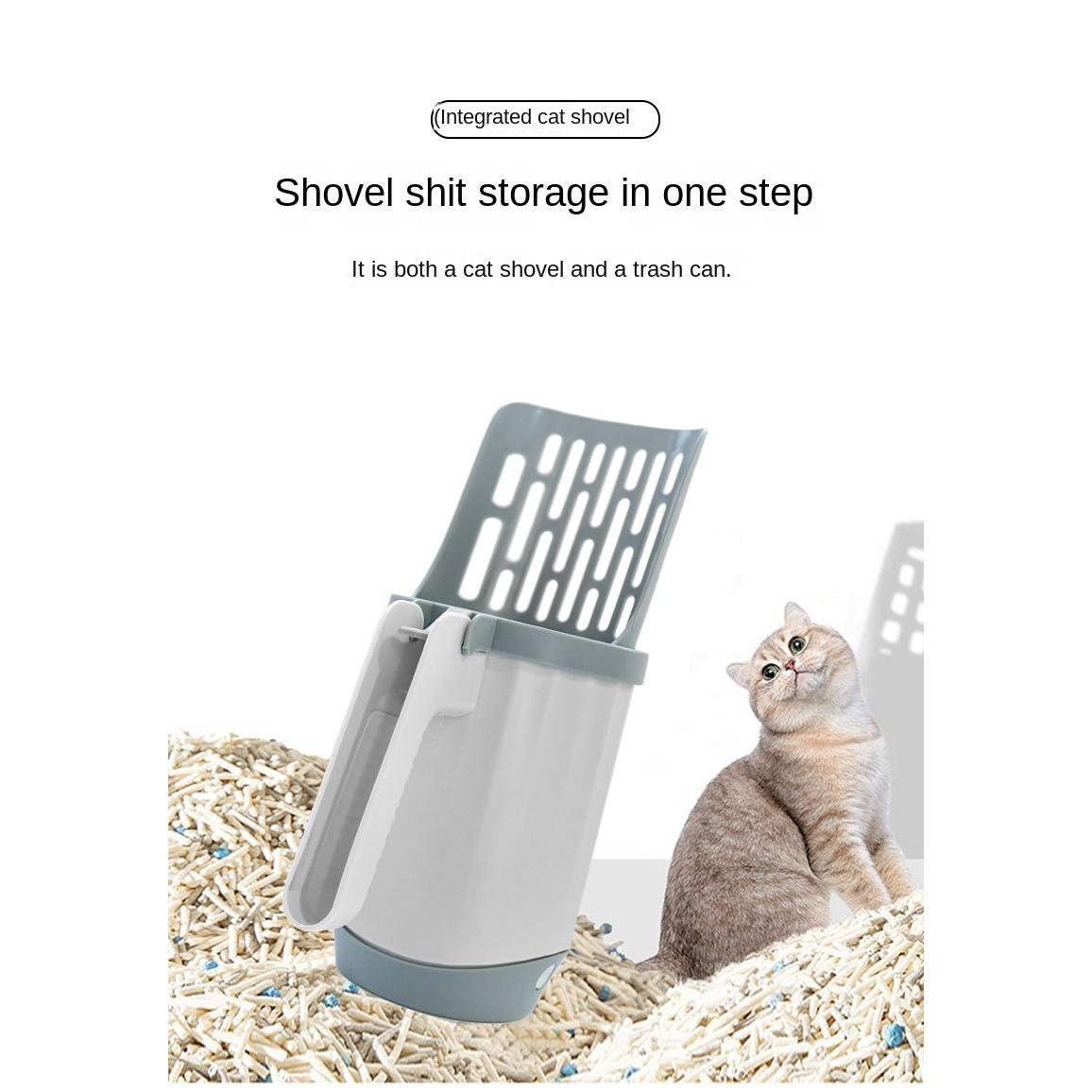 Cat Litter Shovel Scoop with Refill Bag For Pet Filter Clean Toilet Garbage Picker Cat Supplies Cat Litter Box Self Cleaning