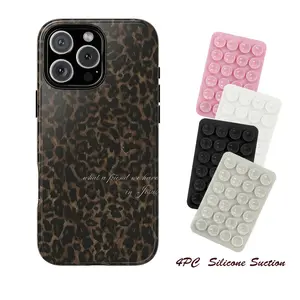 4PC Silicone Suction Phone Case Mount, Jesus Saves Leopard Luxury Case - Faith Statement Neutral Glam, Love God Compatible with iPhone 17 16 15 14 13 12 Pro Max, Samsung S25 S24 S23 Ultra, Tough Phone Case, Gift