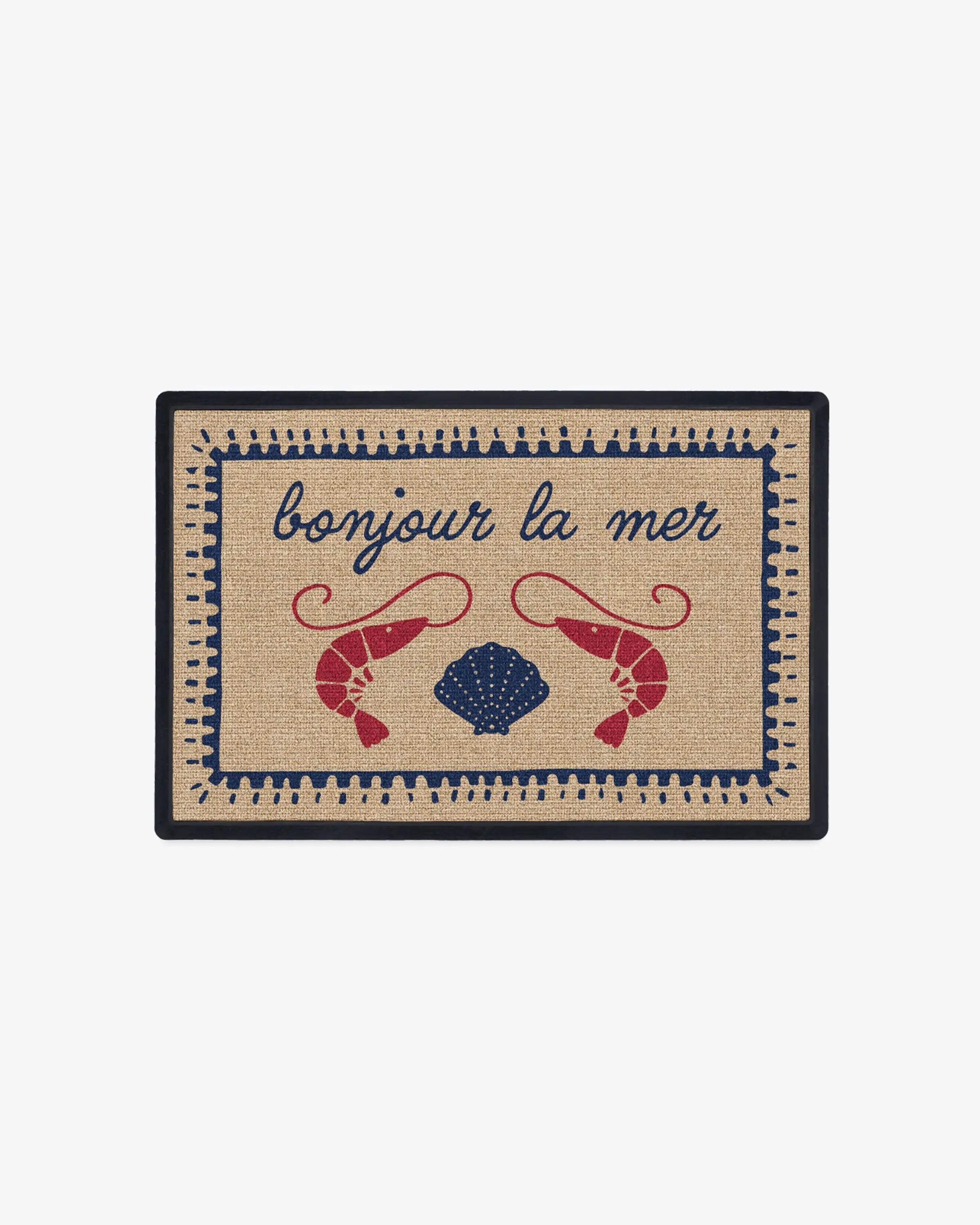 Bonjour Red & Navy Doormat