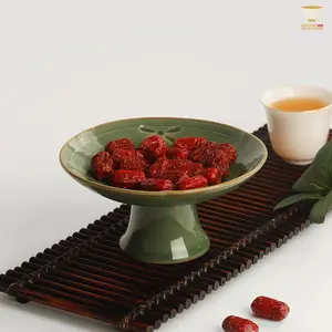 Celadon Fruit/Snack Plate 007 | Elevated Footed Design | Elegant Snack & Fruit Stand