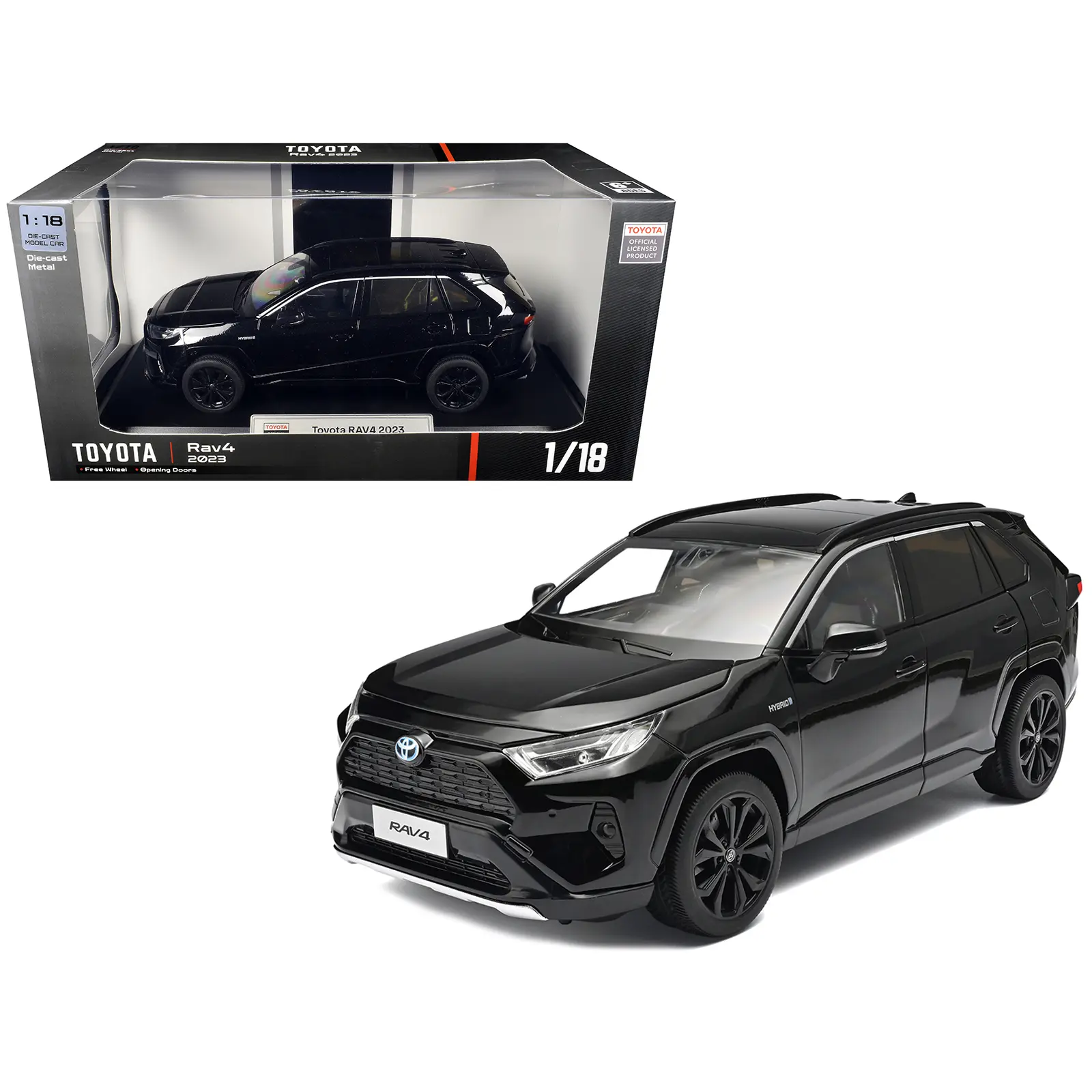 2023 Toyota Rav4 Hybrid Black 1/18 Diecast Model Car by Heimanba