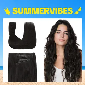 GOO GOO Tape In Weft Extensions,Genius PU Long Weft premium tape wefts,14-24 Inch Real Human Hair Remy Human Hair for Natural Look & Volume#Summervibes
