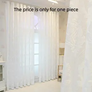 1PC Vintage Floral Lace Window Curtain, Semi-Transparent Hollow Out Fabric, 100% Polyester Fiber, Wrinkle Resistant Home Decor for Bedroom Balcony Living Room