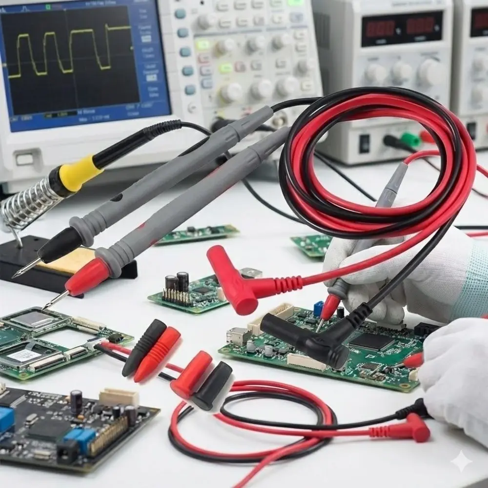 Industrial-Grade Silicone Multimeter Test Leads: 1000V High-Voltage Anti-Tangle Copper Core Probes, Non-Slip Meter Pen Connectors, 20A Heavy-Duty Test Wires for Professional Electricians & Electrical Measurement.