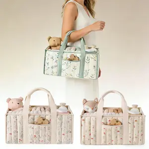 Stylish Diaper Caddy Organizer, Floral Nursery Storage Basket, Perfect Gift for Baby Shower, Essential Newborn Item