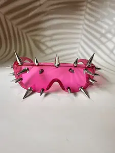 Unisex Punk Style Geometric Sunglasses, Fixed Rivet Design, PC Frame, Perfect for Special Holidays & Concerts, Unique Look