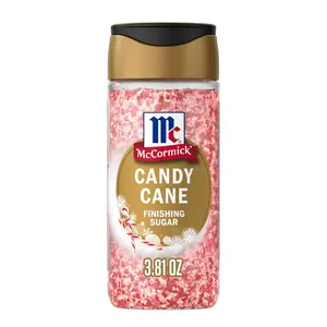 McCormick Finishing Sugar, Candy Cane, Limited Edition, Sweet Peppermint, Iconic Holiday Flavor, For Hot Chocolate, Chocolate Fudge, Bark, Cocktails, and More, 3.81 oz