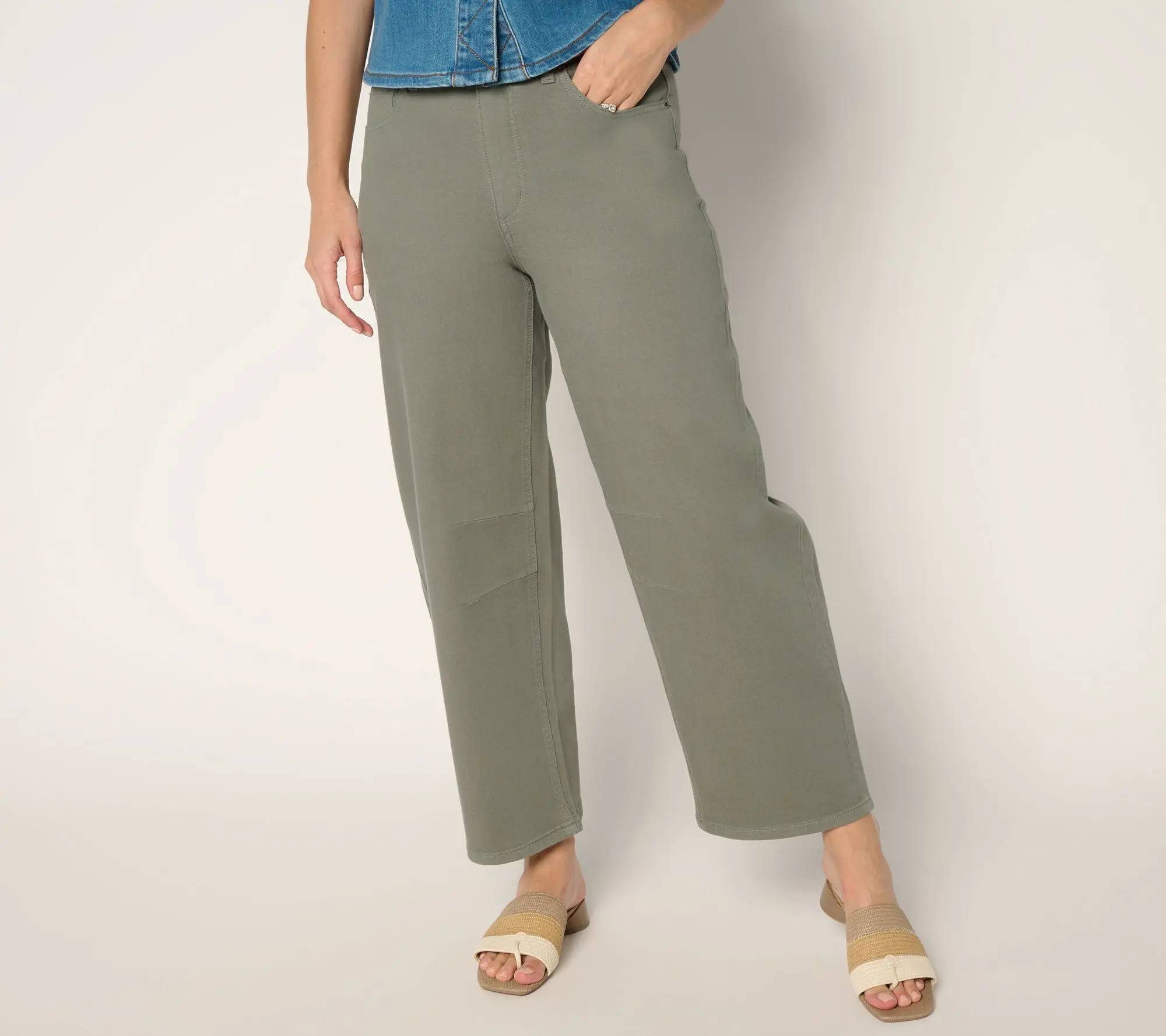 Peace Love World Petite Barrel Leg Denim Jeans - Color