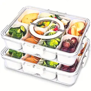 Snack box container, 8 grid snack box container, suitable for party, meal preparation container with handle, snack container for fruits, vegetables, candy, nuts, perfect for school, work, party, travel, picnic