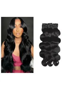 Human Hair Bundles 12-30Inch Body Wave Bundles Human Hair 1-4 Bundles  Unprocessed Brazilian Virgin Hair Quick Weave Extensions Natural Black