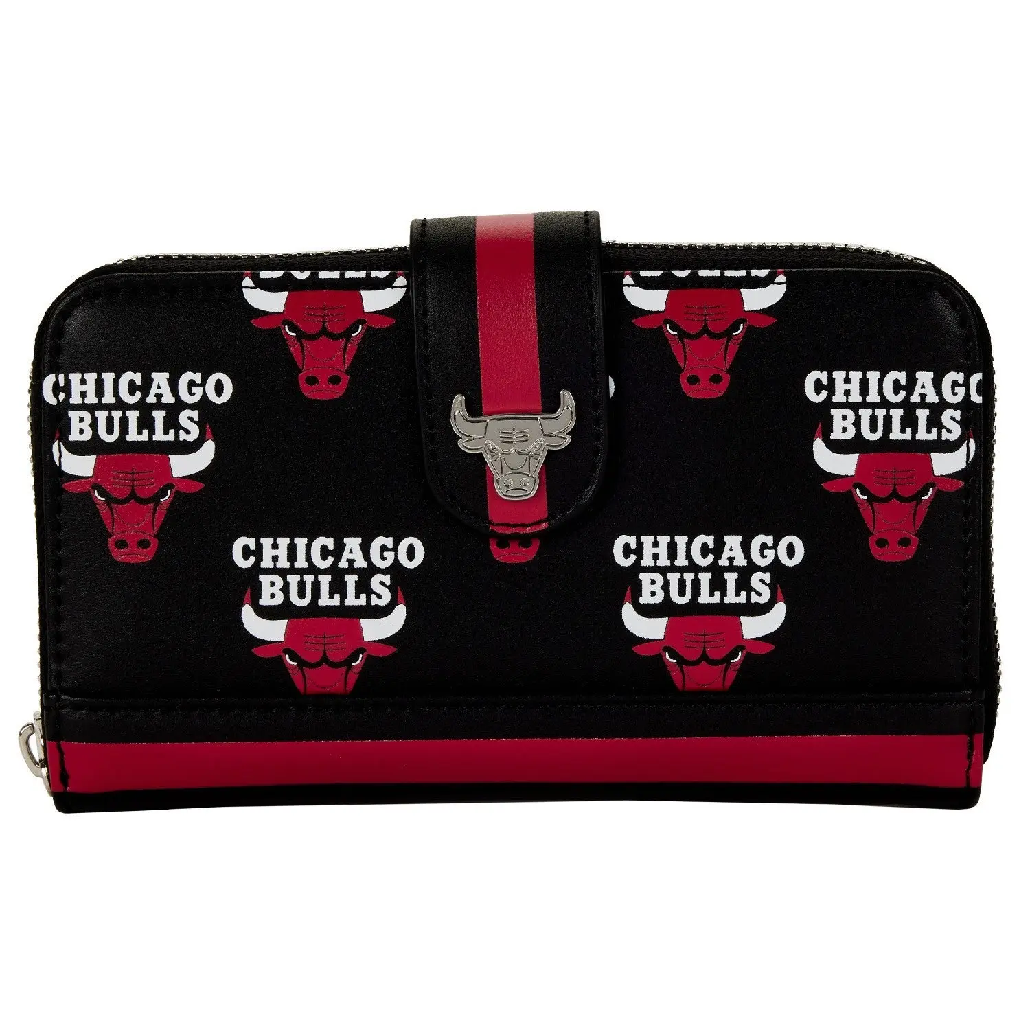Men's NBA Chicago Bulls Logo PU Leather Wallet with Zipper Wallet Design, Bull Logo Men's Wallets