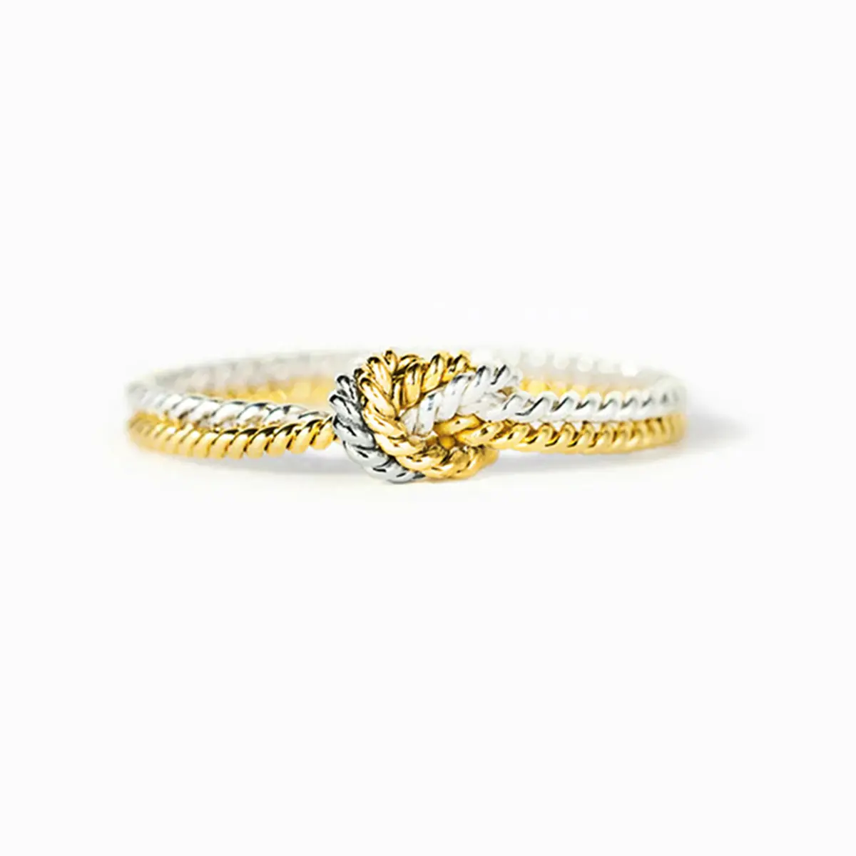 Silver two-tone knot ring, gold and silver mixed metal ring for women, friendship gift for women Silver two-tone knot ring, gold and silver mixed metal ring for women, friendship gift for women