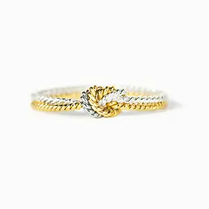 Silver two-tone knot ring, gold and silver mixed metal ring for women, friendship gift for women