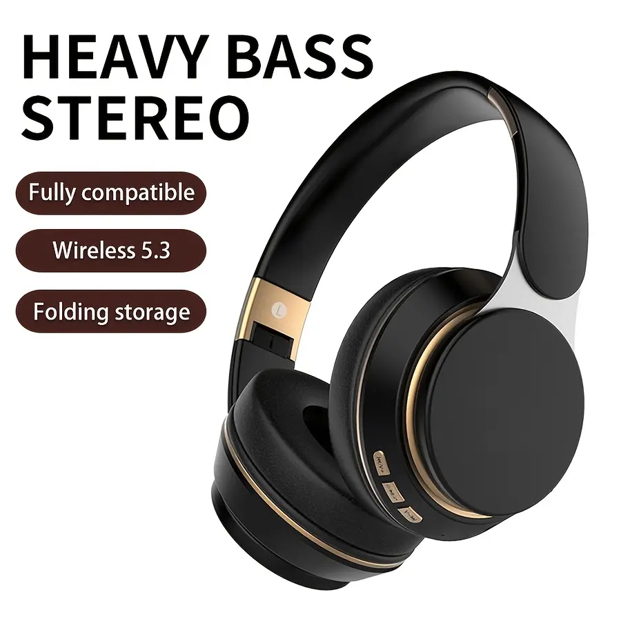 Wireless Over-Ear Electronic Headphones with Mic - Portable Foldable Audio Headset, FM Radio, TF Card Support, 3.5mm AUX Cord, Soft Earpads for Travel & Home Office