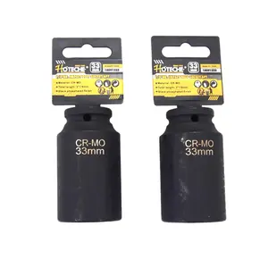 HOTECHE 2 Pcs 1/2" Dr. Air Impact Socket Deep 6 Points CR-MO Metric 33mm Axle Nut 18091233
