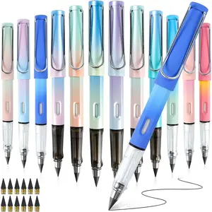 12 count Everlasting Pencils with 12 Replacement Tips,  Infinity Pencil with Eraser, Inkless Pencil Eternal pencil for Writing, Forever Pencil for Student Sketching Office Supplies