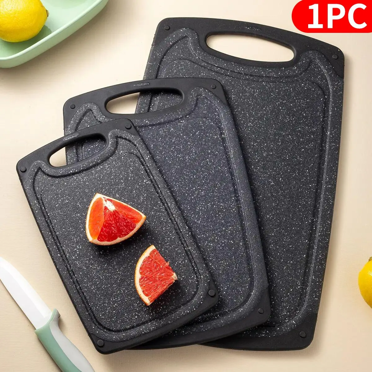 Durable Vegetable & Fruit Cutting Board, 1 Count Non-slip Kitchen Chopping Board With Grip Handle, Kitchen Gadgets, Kitchen Accessories