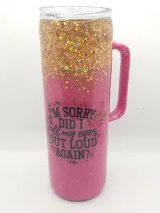 I'm Sorry Did I Roll My Eyes Out Loud Again? - 20oz handled- *Ready to Ship* Bottles Cup Drinkware Printed Handmade Stainless