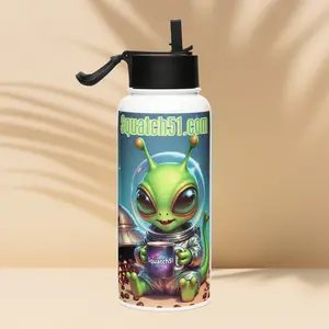 Stainless steel water bottle with a straw lid