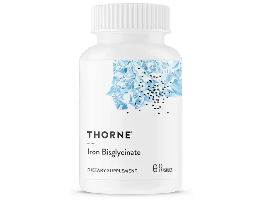 THORNE Iron Bisglycinate, 25 mg Iron Supplement, 60 Capsules