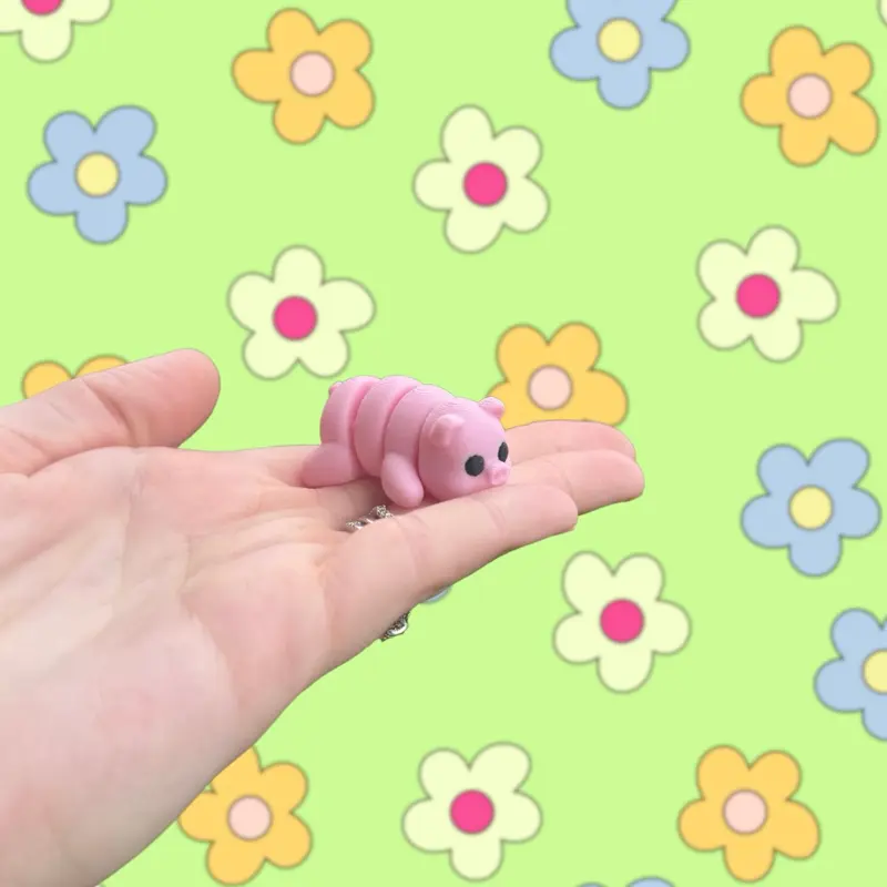 Mini Pig Fidget Toy - 3D Printed Pink Piggy for Stress Relief - Pig Toy - Kawaii Animal Desk Buddy - Barnyard Toy - Cute Sensory Toy - Farm Animal Fidget Toy