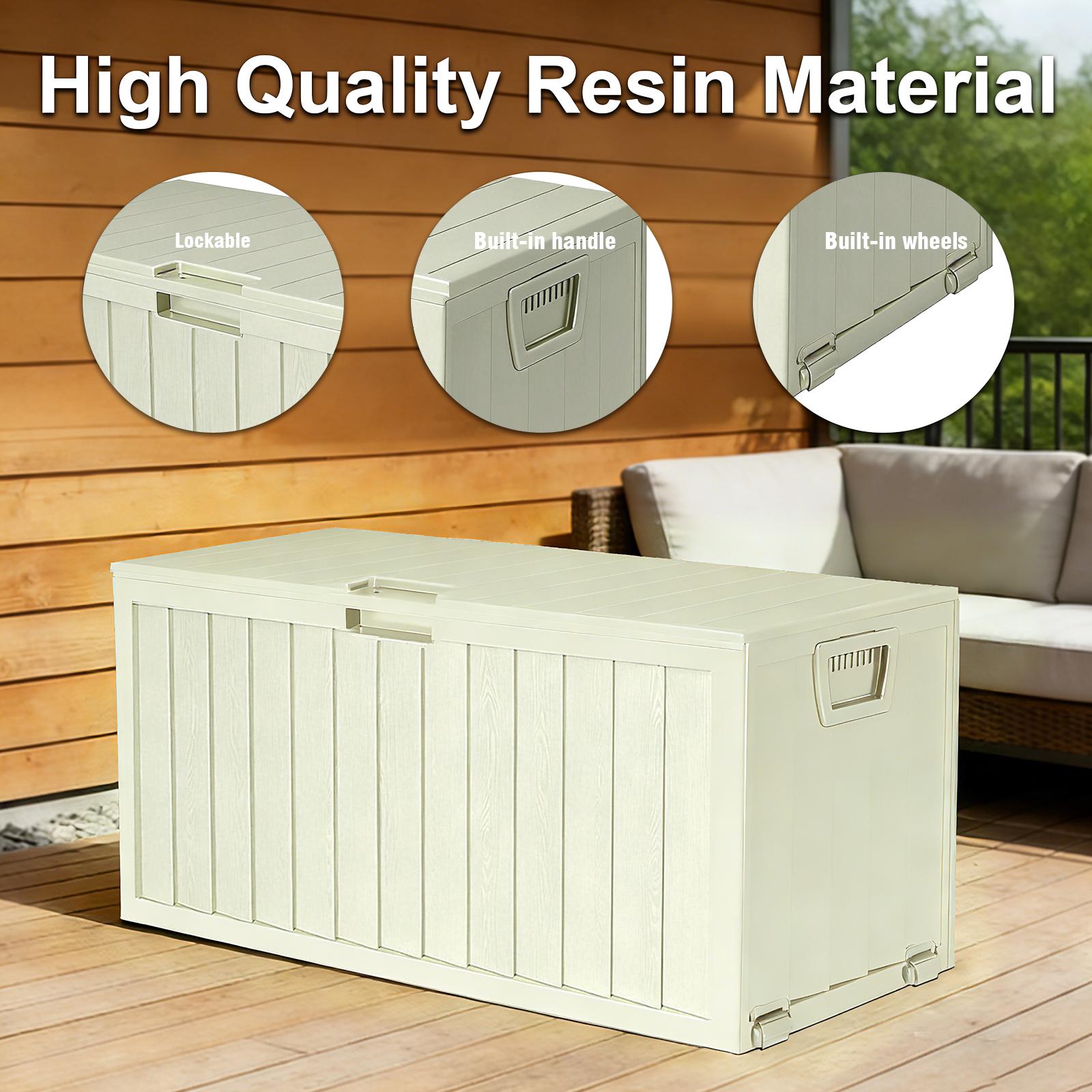 75 Gallon Heavy-Duty Waterproof Outdoor Storage Box with Flip-Top Lid & Large Deck Box Suitable for Pool Accessories, Tool Chest